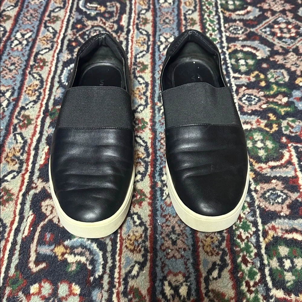 Vince Corbin Black Leather Platform Elastic Slip On Shoes Women's Size 9